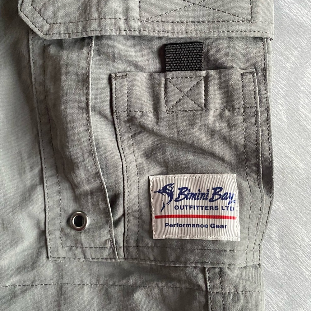NWT Bimini Bay Gray nylon Cargo‎ Shorts pockets men’s 36